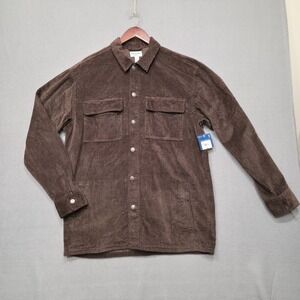 Arizona Jean Co Mens Brown Corduroy Long Sleeve Button Up Shirt Size‎ Large Tall
